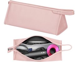 Travel Case geschikt – 1 stuk – Organizer – Opbergtas – Reistas – Reisetui – PU Leather – waterdichte föhntas – draagbare föhntas – voor krultang, kam, krultang en föhn – Geschikt voor Dyson Supersonic en accessoires – 35*14*13 cm – roze