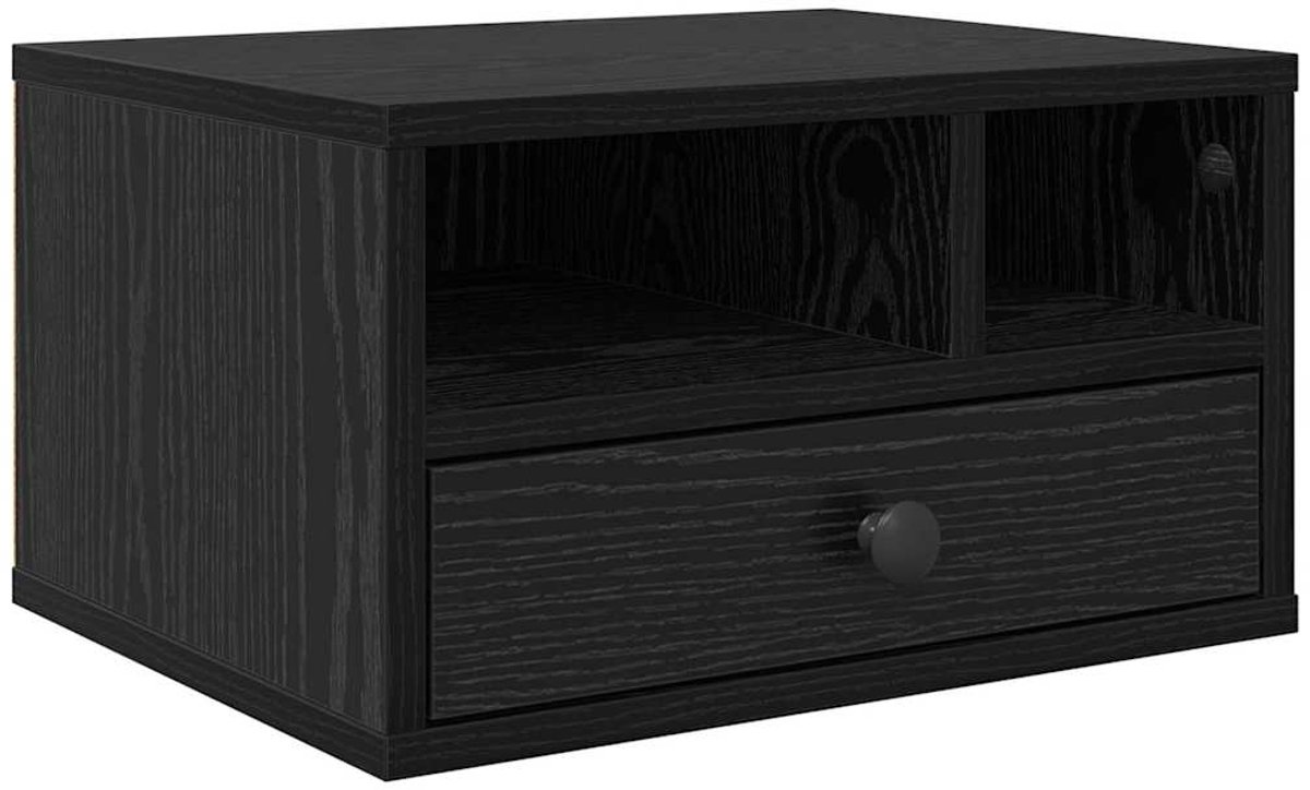 vidaXL Printerstand - Zwart - Eiken - 40 - x - 32 - x - 24 - cm - Bewerkt - hout Zwart eiken