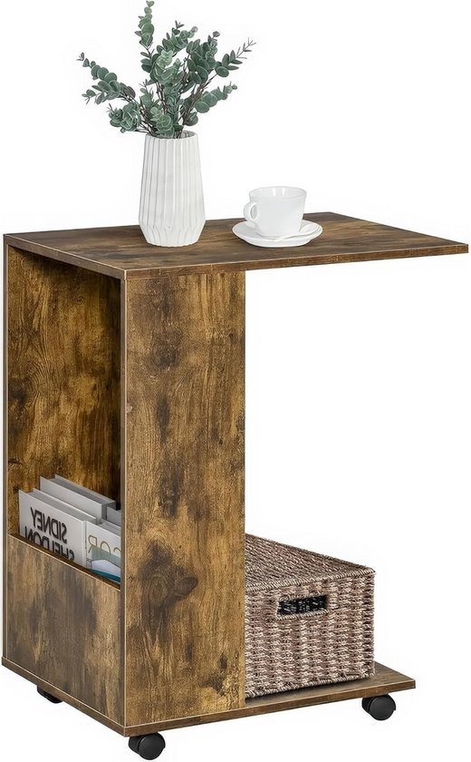 Moderne C-vormige bijzettafel met verstelbare hoogte 360 ° draaibaar en hefbare/kantelbare functie kleine salontafel voor bank/bed/bad