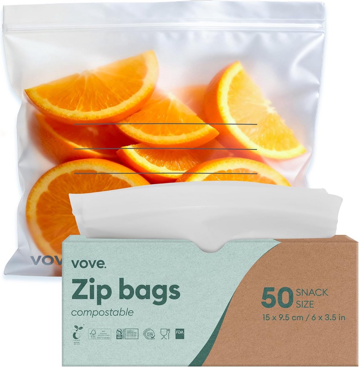 Zip Zakken Snackmaat in Kraft Doos - Luchtdicht en Composteerdbaar