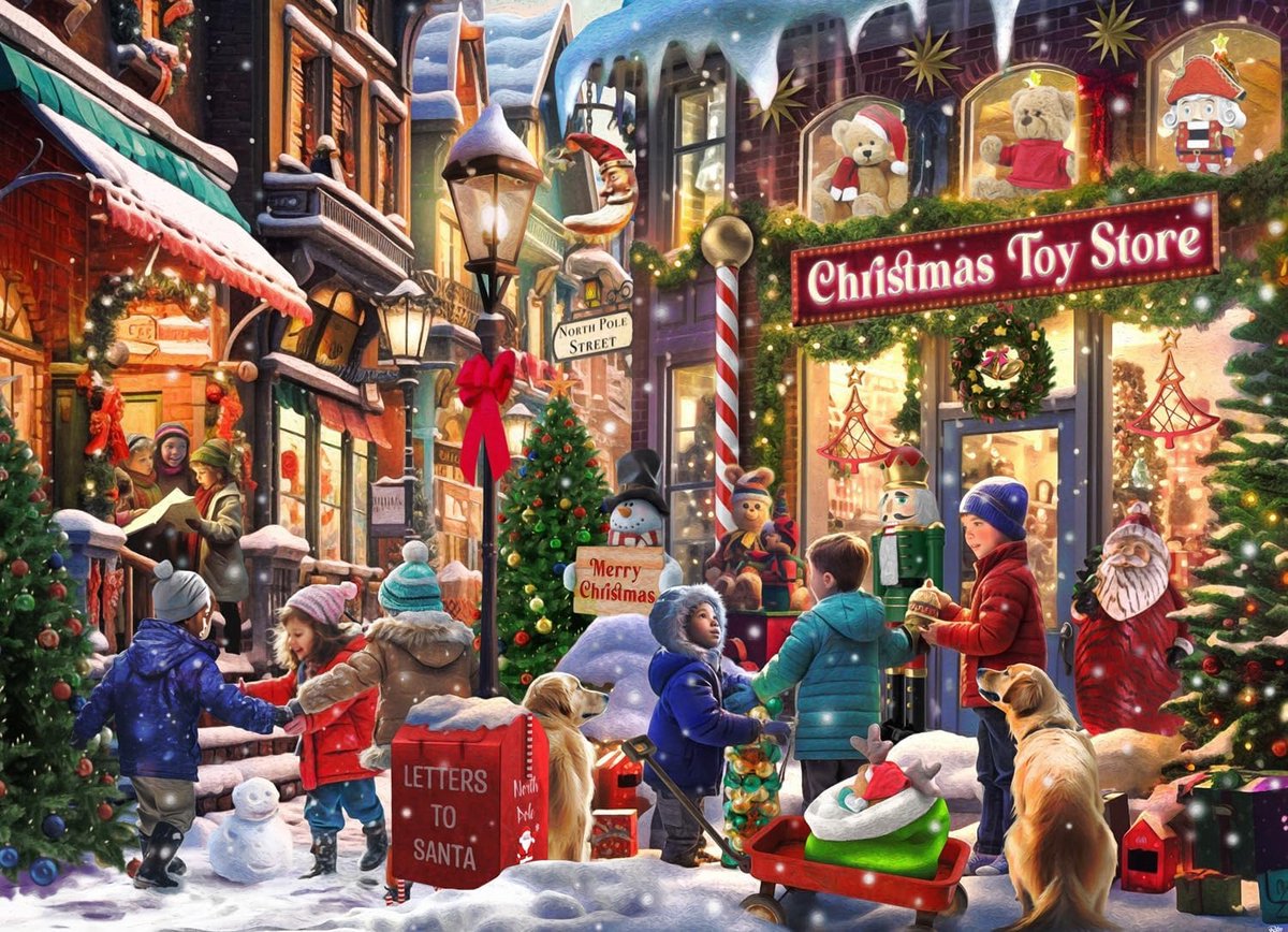 Kerstpuzzel 1000 Stukken Speelgoedwinkel - Uitdagende Legpuzzel met Unieke Vormen