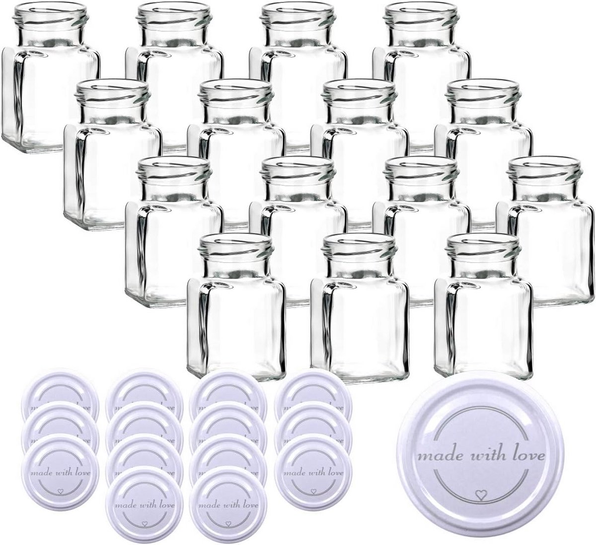 Set van 15 weckpotten 150 ml met decoratief schroefdeksel voor jam en bewaren