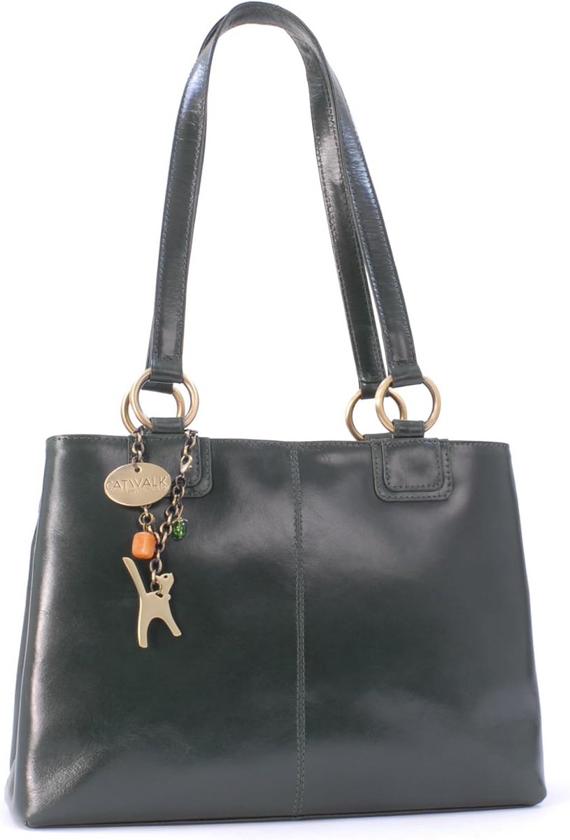 Grote Vintage Leren Tote Bag en Schoudertas voor Dames met Veel Vakken