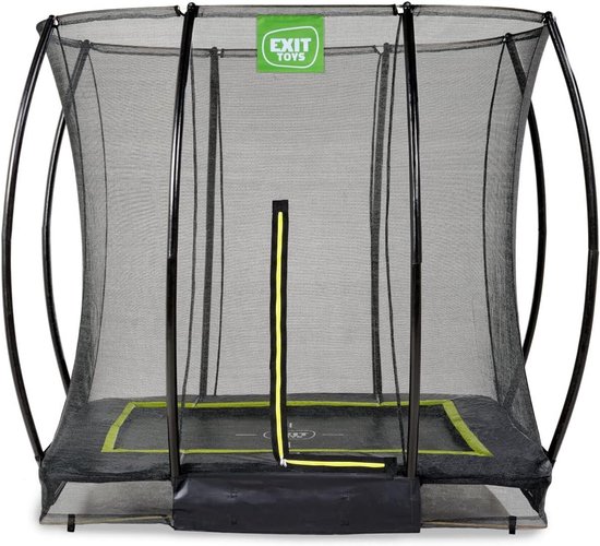 Inbouw Trampoline Rechthoekig 153x214 cm met Veiligheidsnet - Compact Tuinmodel voor Kinderen