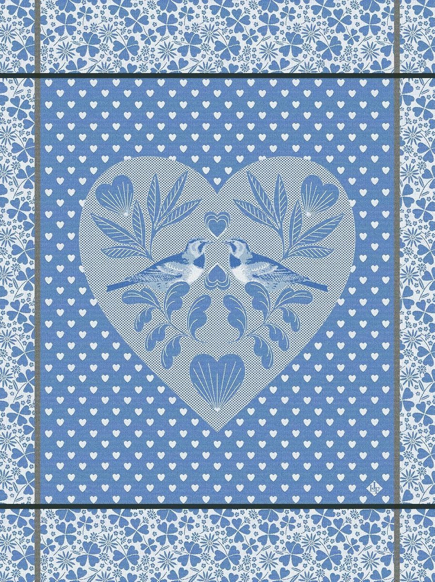 Luxe Katoenen Theedoek Amour Celeste 80x60 cm - Absorberend en Duurzaam