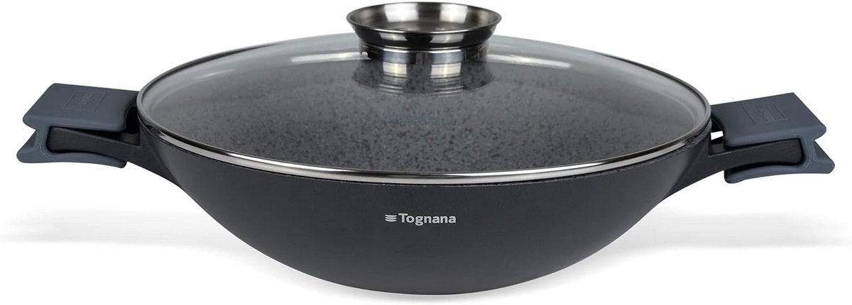 Grote Wokpan 32 cm met Aromadeksel en Hittebestendige Pannenlap