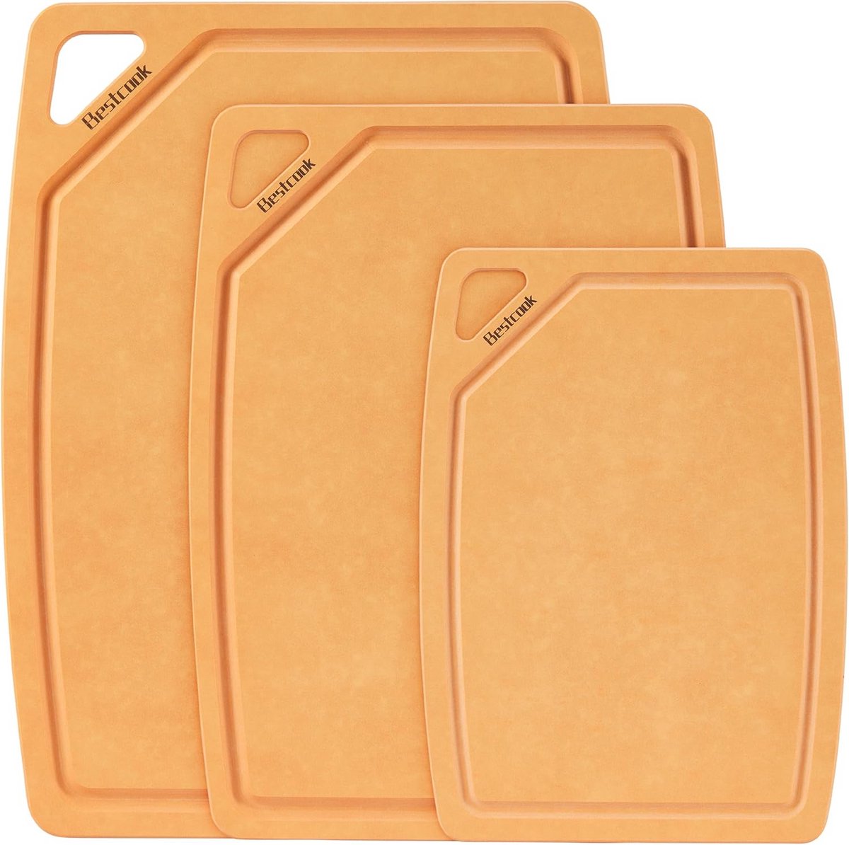 Set van 3 Houten Snijplanken – Sapgroef, Antislip & Vaatwasmachinebestendig
