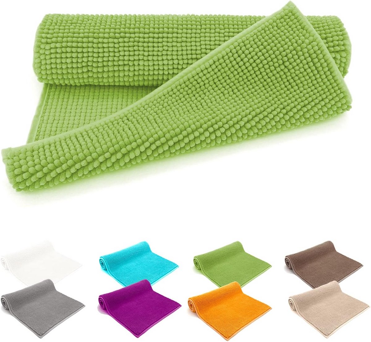 Luxe Badmat Chenille Super Zacht & Zuigkracht, Antislip, Groen 50x80 cm