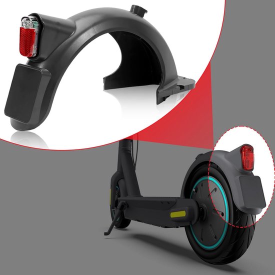 VOLOHAS Achterspatbord met superheldere led-achterlicht voor Segway Ninebot Max G30 / G30LP / G30LE / G30LE II / G30D / G30e / G30e ii elektrische step met haak, achterlicht, leeg nummerplaat