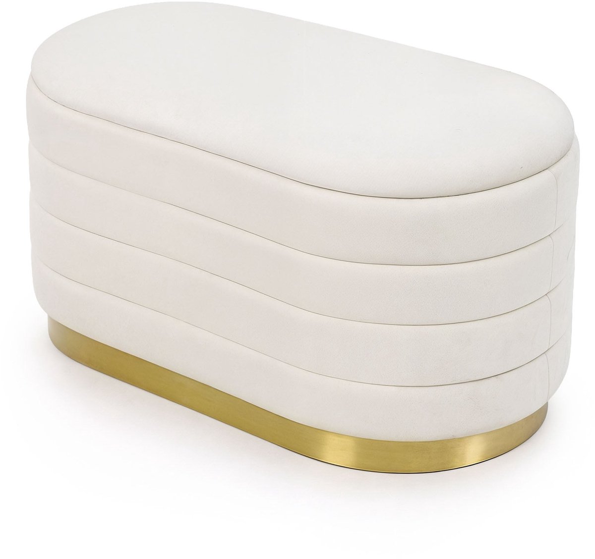 Fluwelen Bank met Opbergruimte BELLA 80 cm / Grote gestoffeerde Poef / Banken voor de Slaapkamer / Halbank / Kaptafelkruk / Crèmekleur