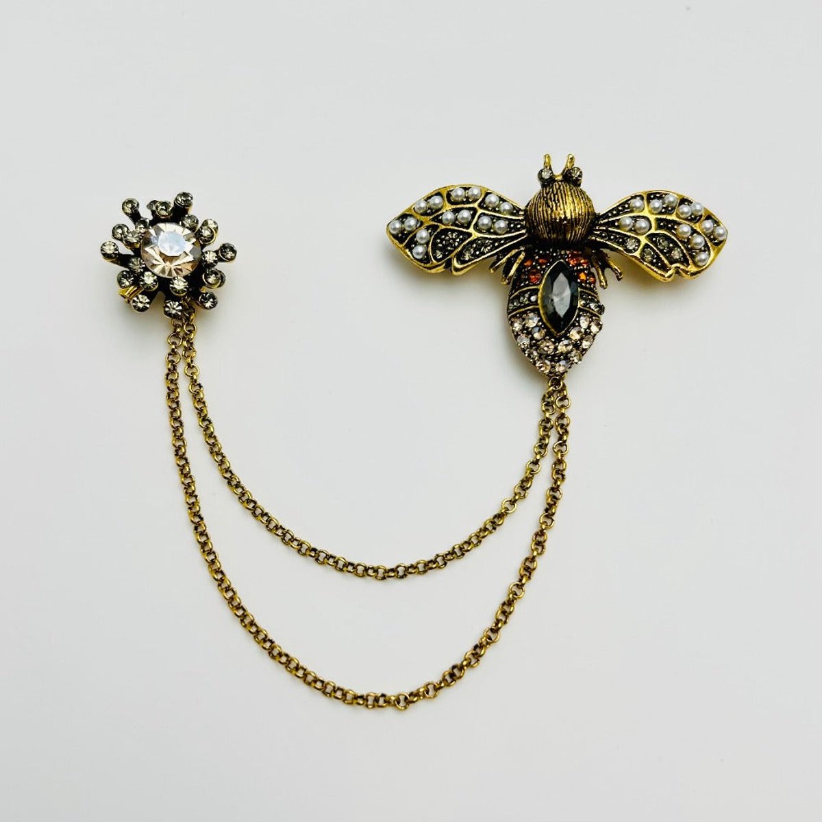Bijenbroche - Elegante Broche met Kristallen | Twinolo