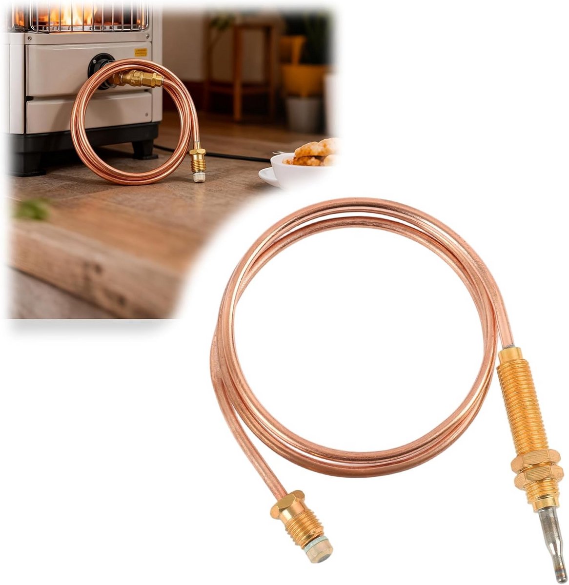 Universeel Gasthermokoppel M8 met Schroefdraad - 60 cm Reserveonderdeel voor Gasboilers, Ovens en BBQ