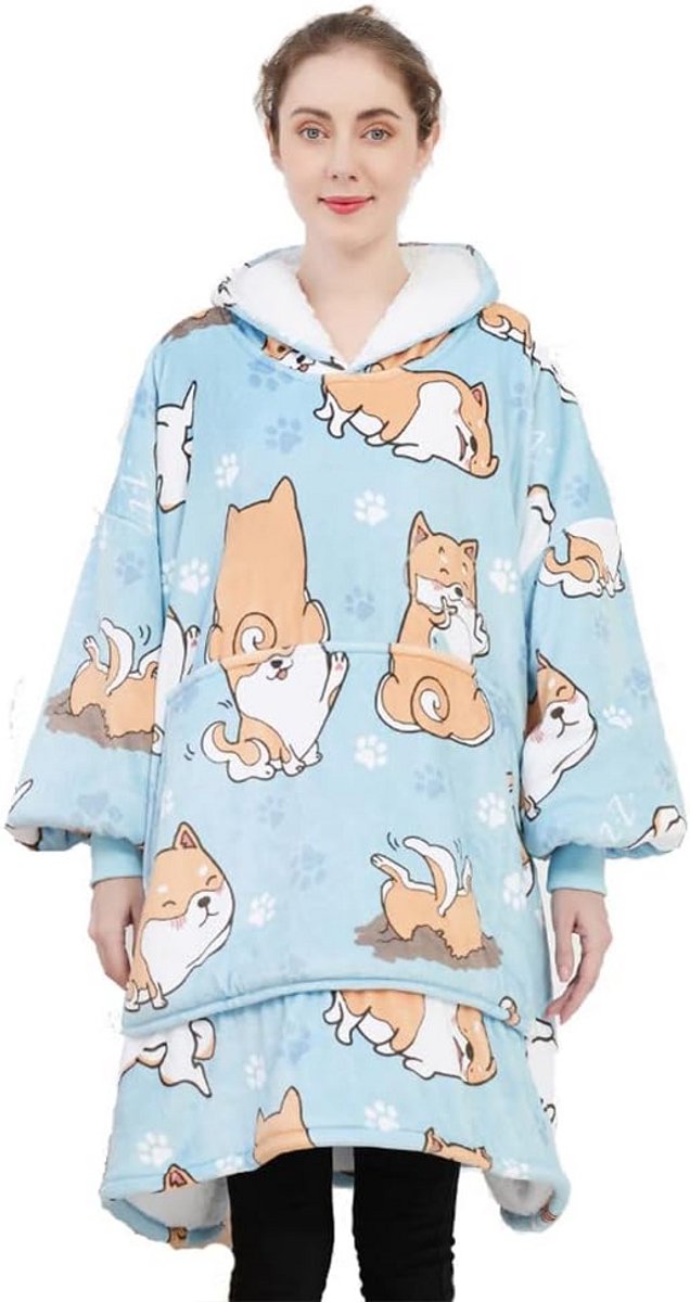 Oversized Deken-Hoodie met Capuchon en Sherpa Voering voor Volwassenen