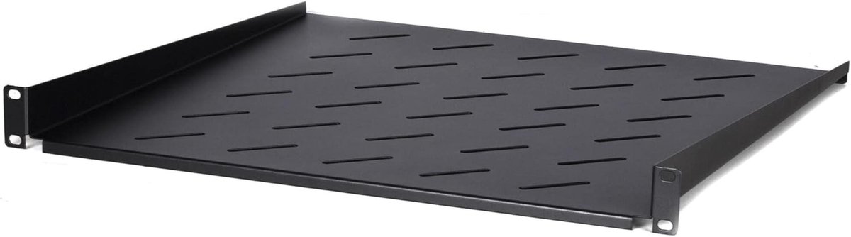 1U plank voor 600mm rackkasten - 450mm diep - zwart - 6kg maximaal
