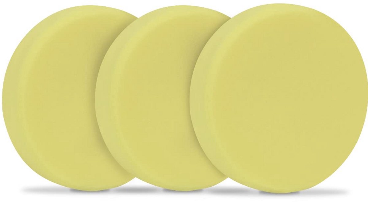 Schuim Polierschijven 125 mm - 3 Gele Pads voor Polijstmachines - Velcro Bevestiging - Krassen Verwijderen en Glans