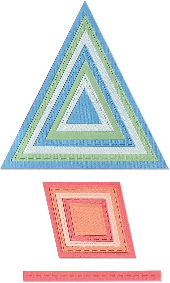 Uitsteekvormpjes Set Gestikte Geometrische Frames, 13 Delig