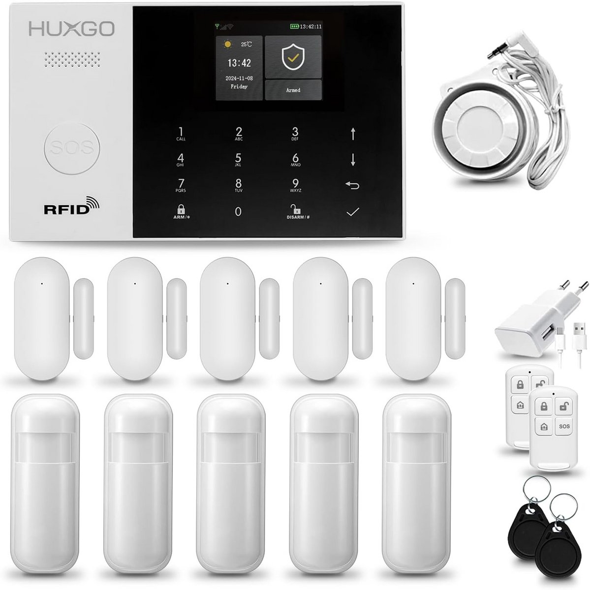 Draadloos WiFi + 4G GSM Alarmsysteem Huis met Sirene | Compleet Set met Sensoren voor App Bediening