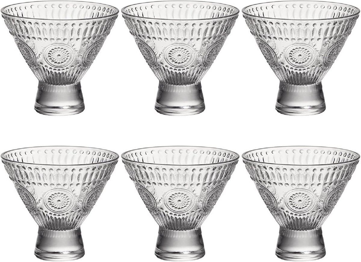 Glazen IJscoupes met Voet, Set van 6, Dessert- en Cocktailglazen