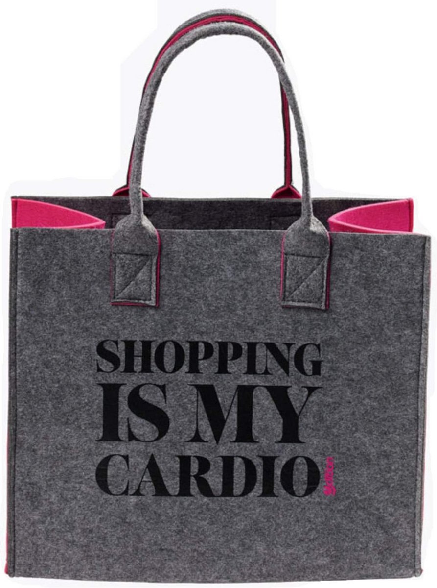 Grote Vilt Boodschappentas Shopper Robuuste Mandtas Lichtgrijs Roze