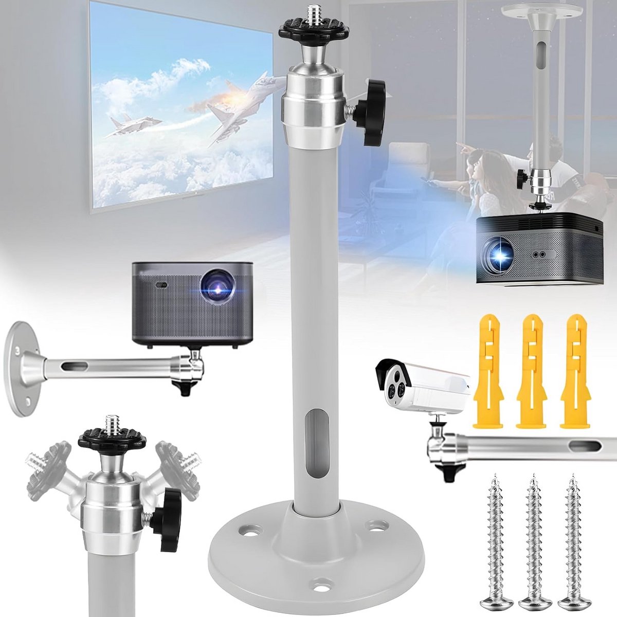 Projector Wand- en Plafondbeugel | Universele 360° Draaibare Montagehouder tot 5kg