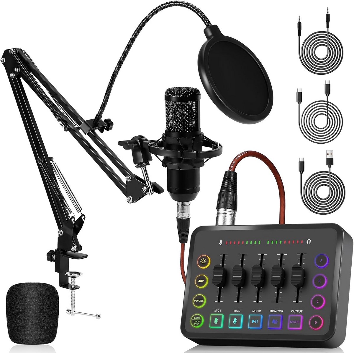 Professionele Podcast & Streaming Mixer Set met Audio Microfoon voor Video