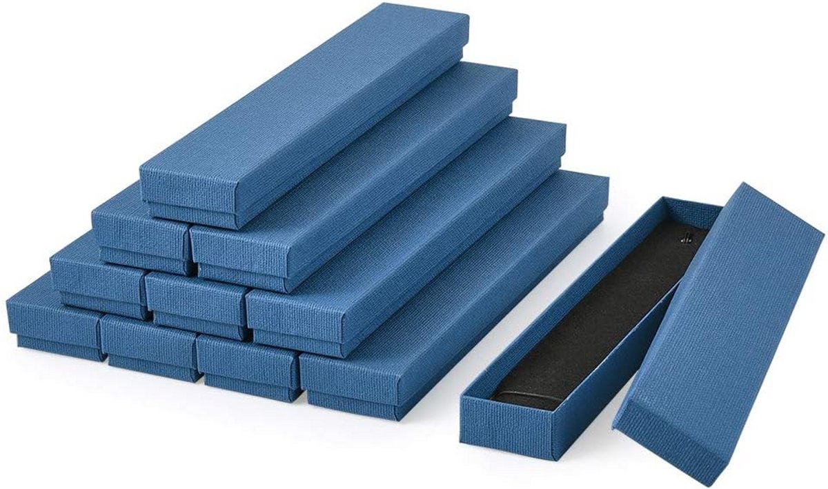 Set van 12 Lange Rechthoekige Zwarte Geschenkenveloppen voor Sieraden en Horloges