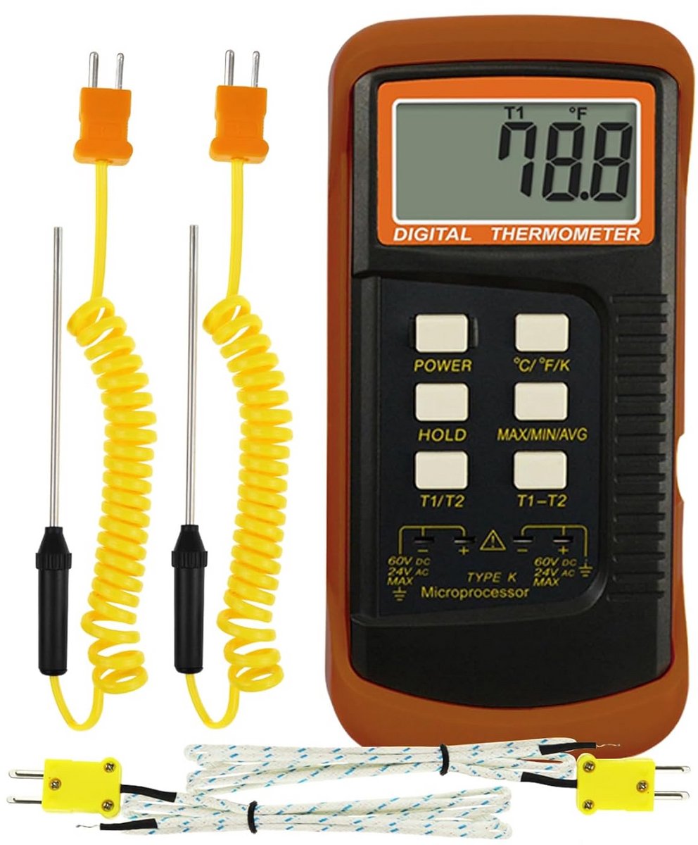 Digitale Temperatuurmeter Type K -50 tot 1300°C Twee KANALEN Hoge Precisie