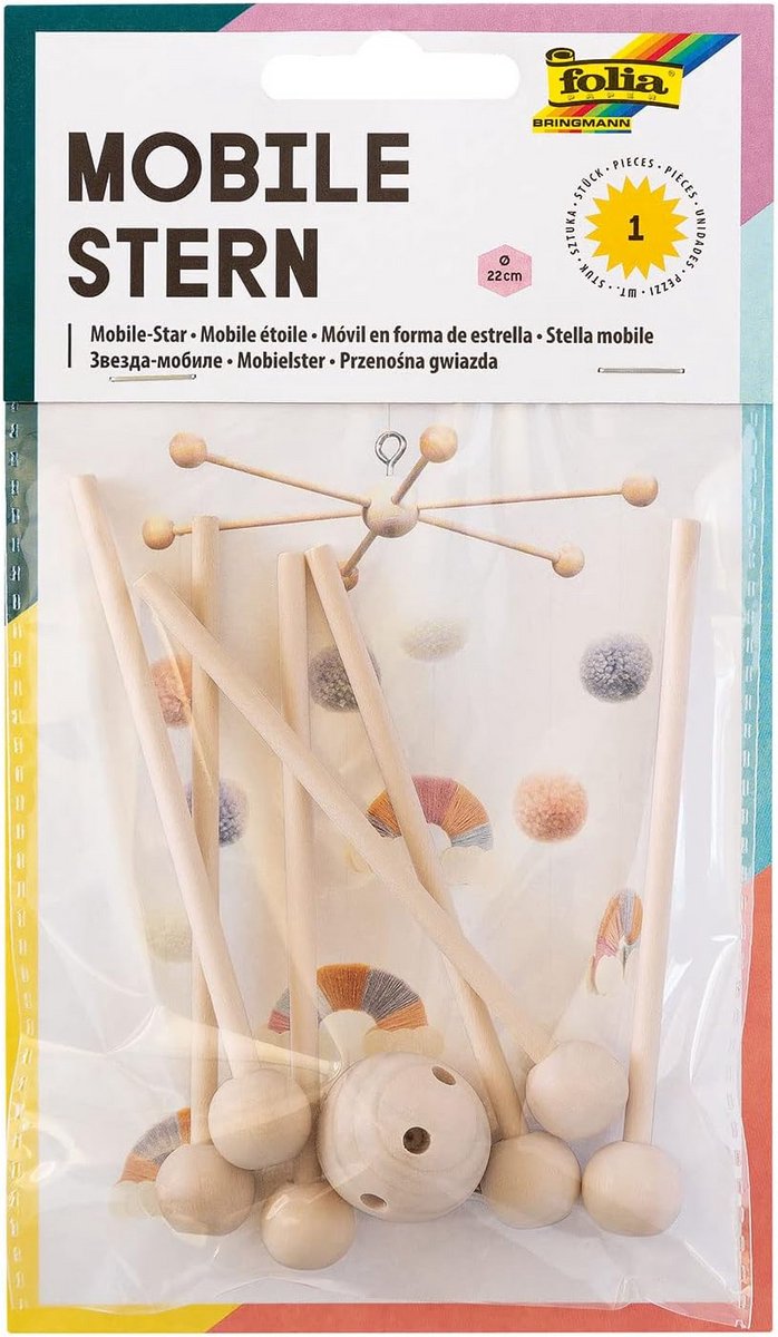 Houten Mobiel Ster 6 Armen - Knutselmateriaal & Ophangsysteem voor Kinderkamer