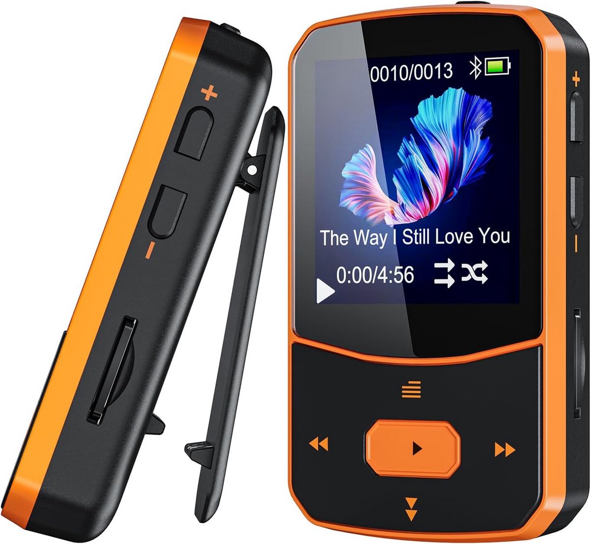 Draagbare MP3 Speler met Clip, Bluetooth 5.3, FM Radio en Stappenteller - 64GB Intern Geheugen