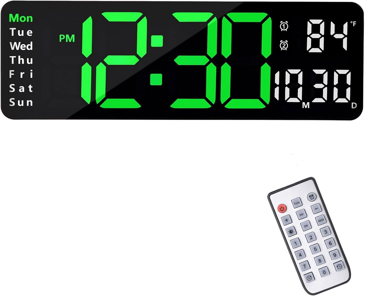 Grote Digitale Wandklok met LED Display, Timer, Countdown en Temperatuur