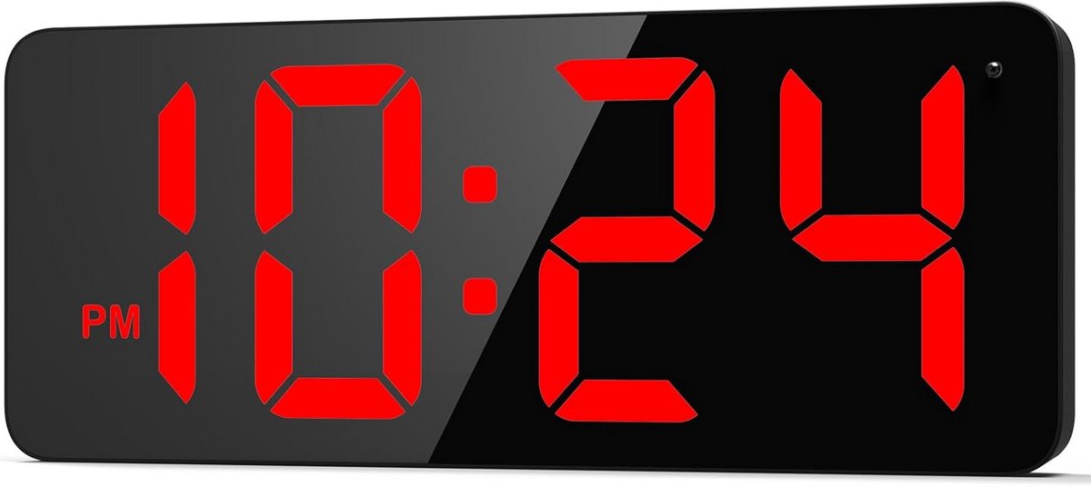 Grote Digitale LED Wandklok met Automatisch Dimmen en Groot Display
