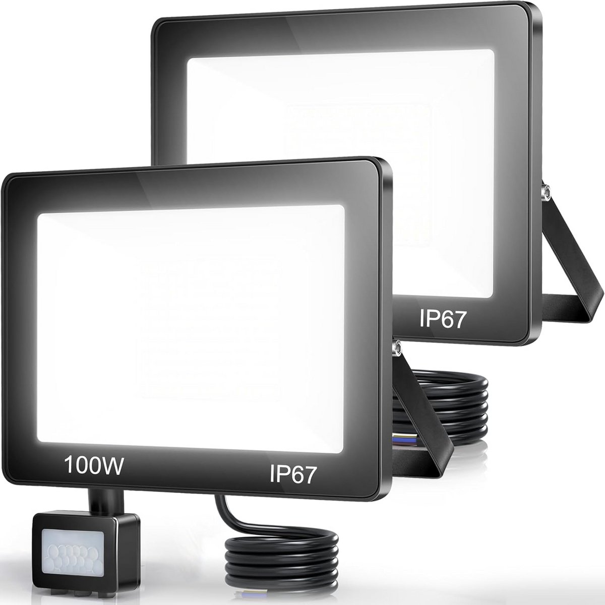 LED Buiten Spot met Bewegingsmelder - 100W - 10.000 Lumen - IP67 Waterdicht (2 stuks)