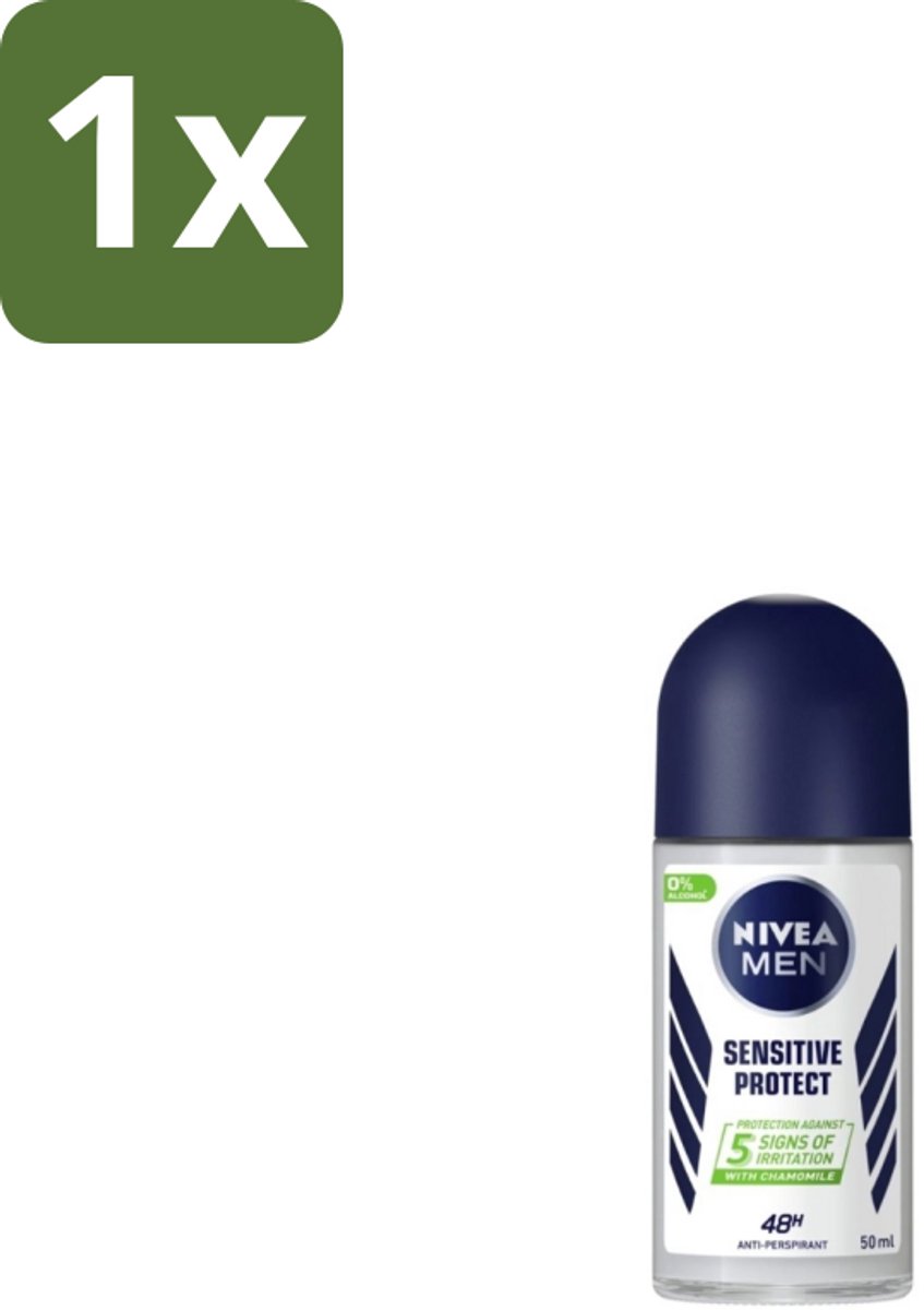 1 x Nivea - Men - Deodorant - Roller - Sensitive Protect - 50 ml - Gevoelige Huid - Deodorant Roller - 48 Uur Bescherming - Zweet En Geur - Kamille Extract