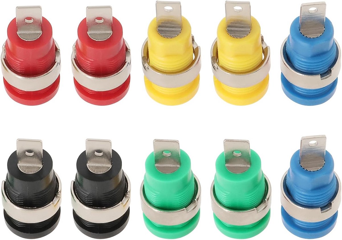 10x Banaanstekkers 4mm voor Luidsprekers en Audioapparatuur - Paneelmontage