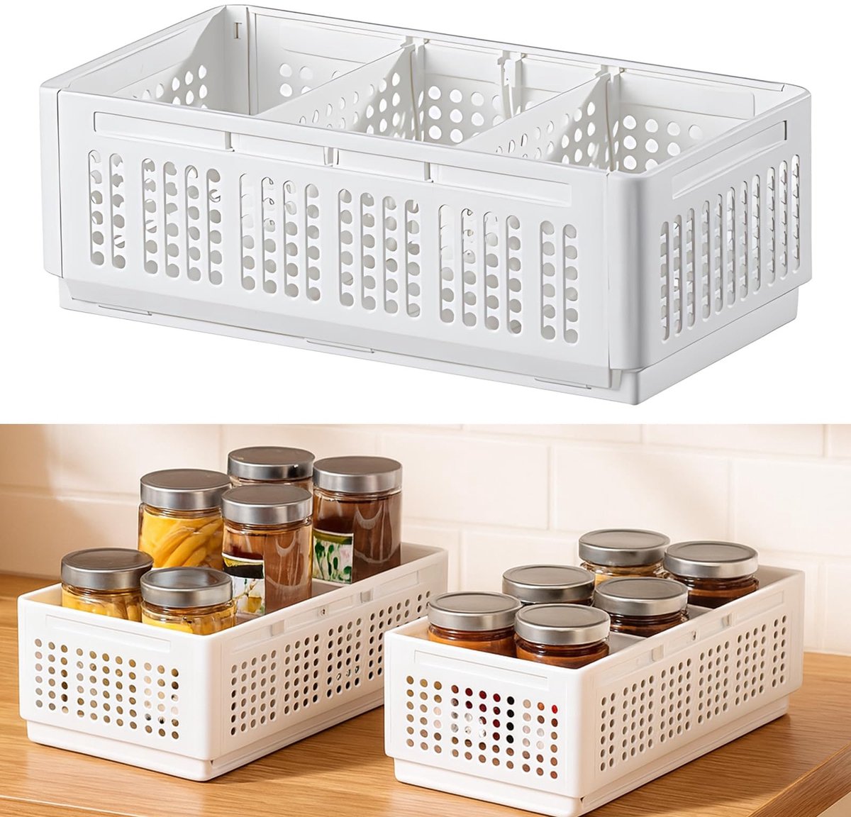 Unyqoos® Opvouwbare opbergdoos met vakken voor keuken en badkamer organisatie