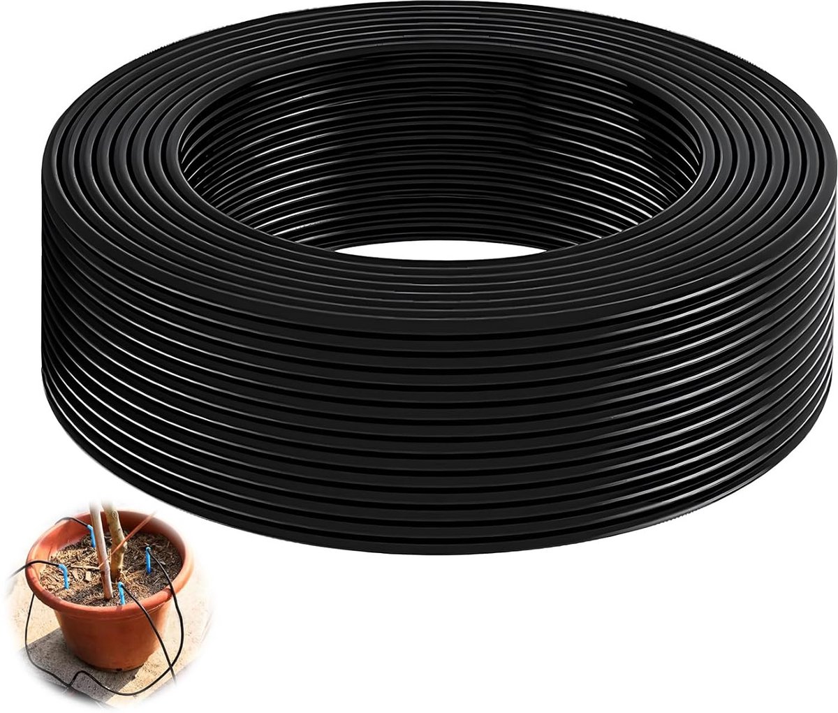 Micro-irrigatieslang - Bewateringsslang Druppelslang - Efficiënt Tuin Bewateren - Flexibel PVC Materiaal - 20 meter - Zwart