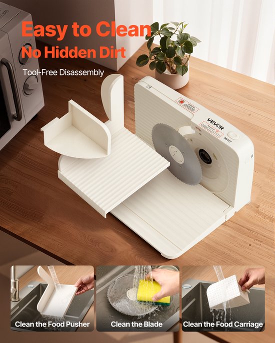 VEVOR Universele Vleessnijmachine 180 W Elektrische Snijmachine met 17 cm Mes, Vleessnijmachine met Instelbare Dikte Van 0–15 mm, voor Diepvriesvlees, Ham, Biefstuk — afbeelding 4