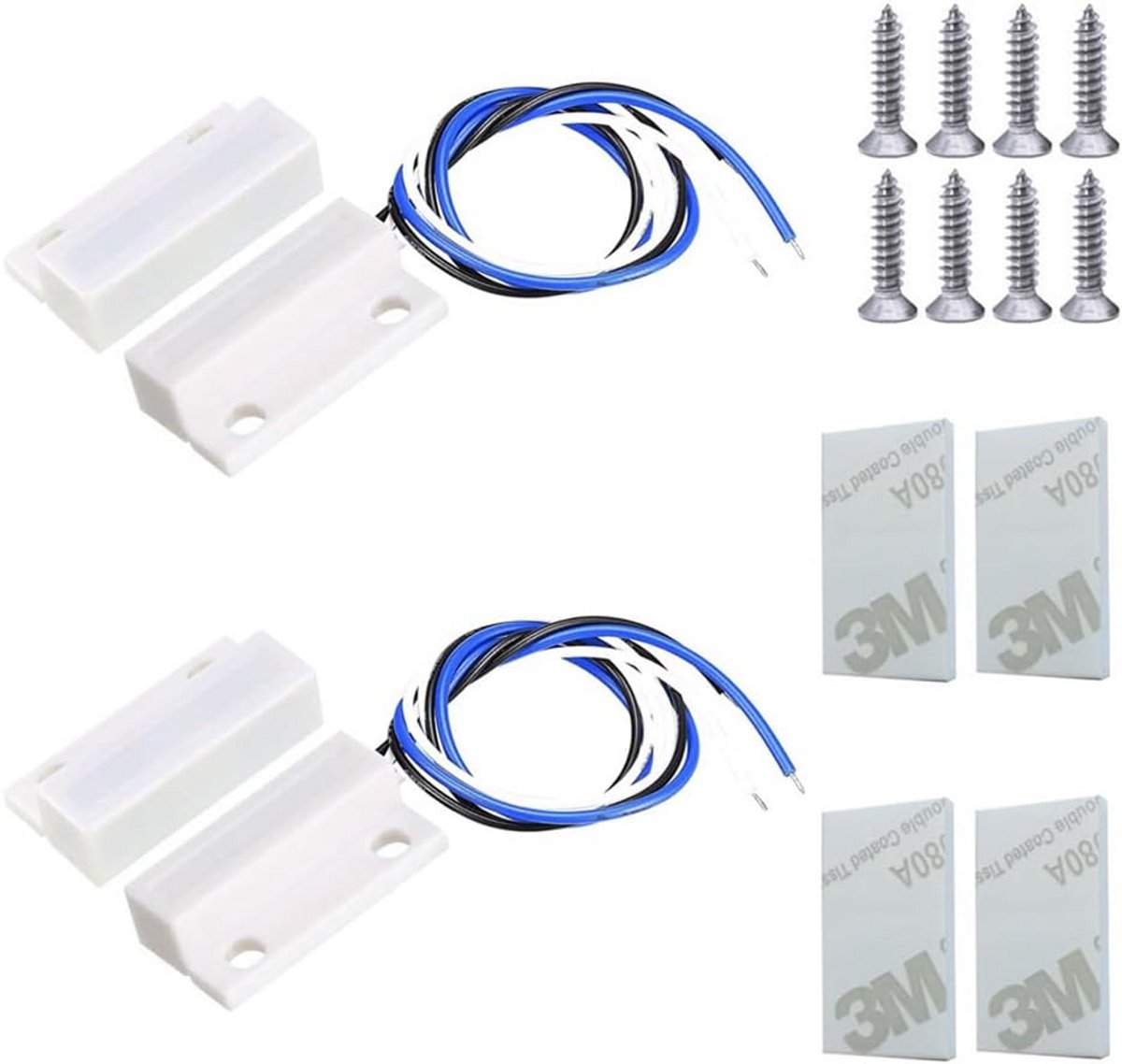 2x Magnetische Deurschakelaar Wit - Verzonken Reed Contact voor Alarmsysteem en Toegangscontrole (NO/NC)