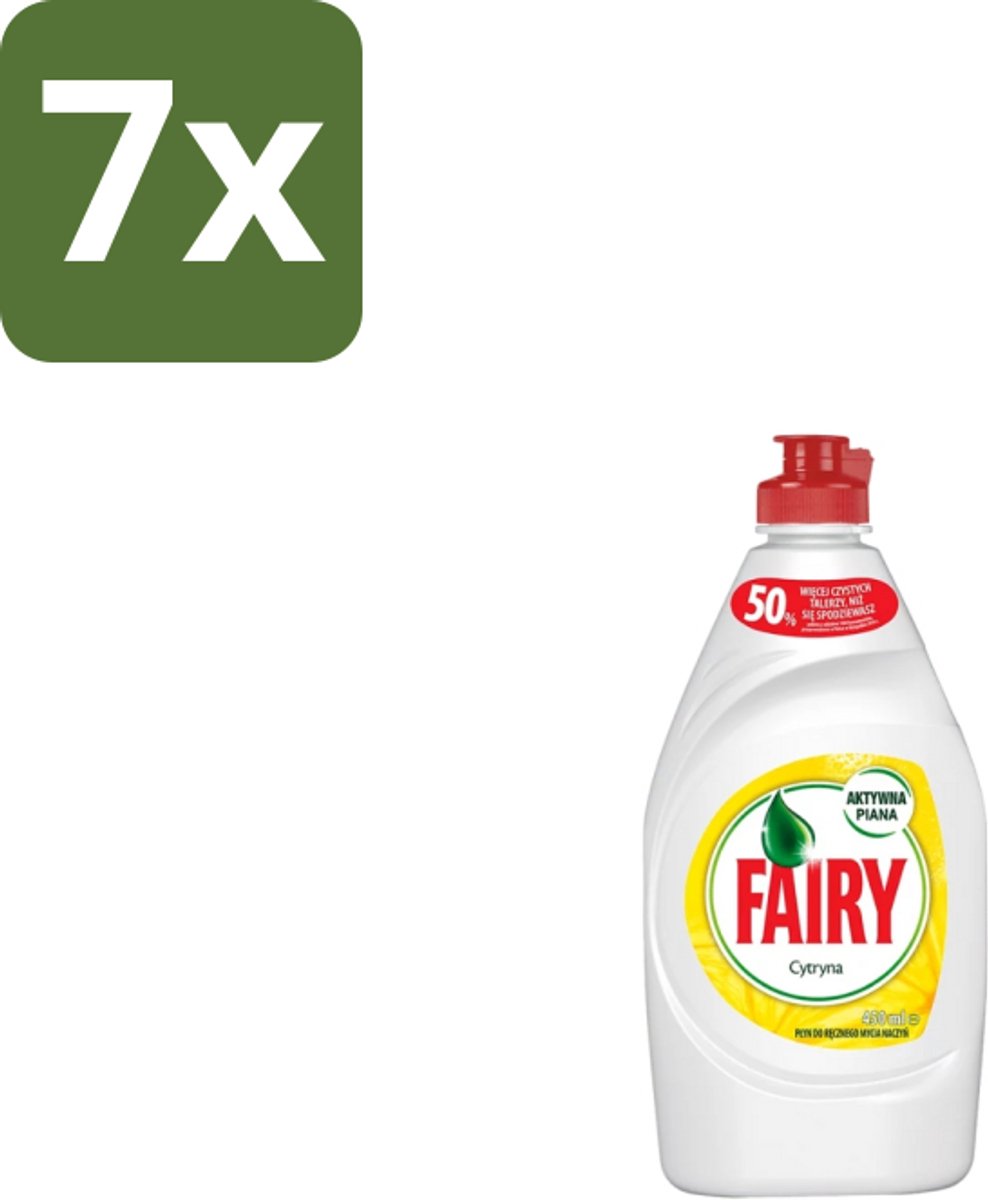 7 x Fairy – Afwasmiddel – Citroen – 450 ml - Afwasmiddel Citroen - Vaat Reinigen - Vet Verwijderen - Schone Vaat - Frisse Geur