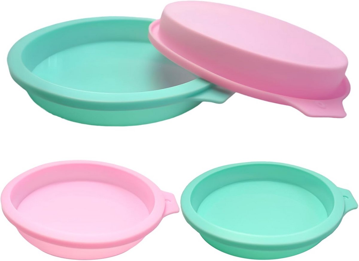 4 stuks Ronde Siliconen Bakvormen voor Taarten en Cakes