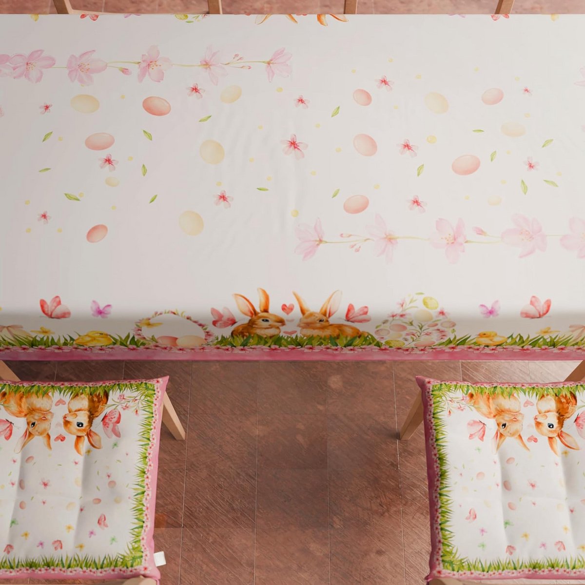 Vlekbestendig Rechthoekig Tafelkleed Pasen Flora 140x240 cm Gemaakt in Italië