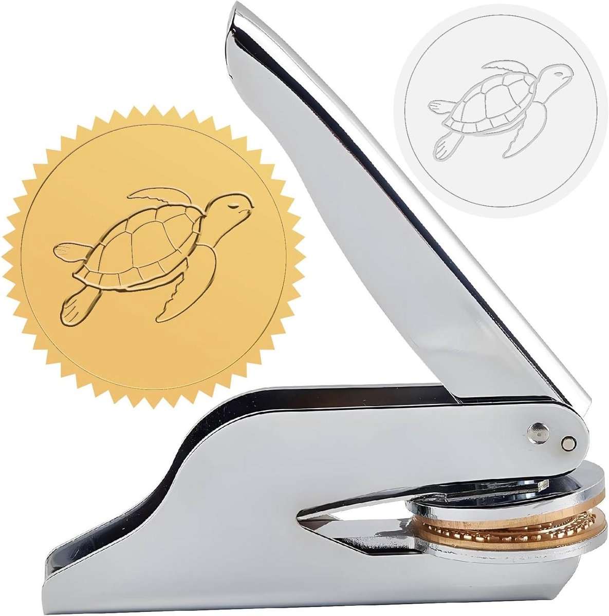 CSGoods - Schildpad Boek Embosser Stempel Roestvrij Staal Bibliotheek Notaris met Plastic Doos voor Enveloppen Servetten Papier Bruiloft