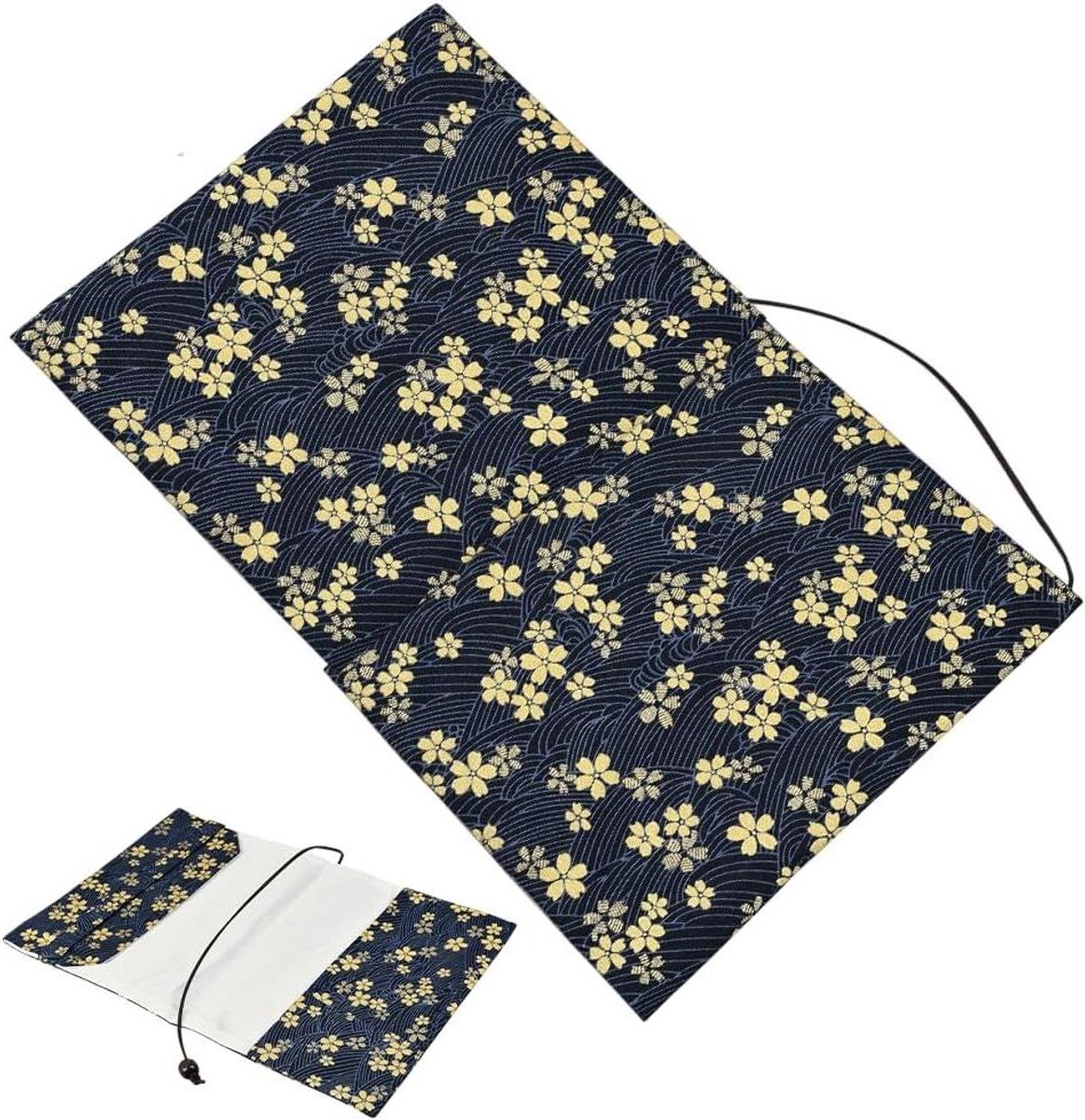CSGoods - Stoffen A5 boekhoes met 6 ringen, wolkenprint en koord - Wasbaar - Geschikt voor notitieboeken, romans en dagboek