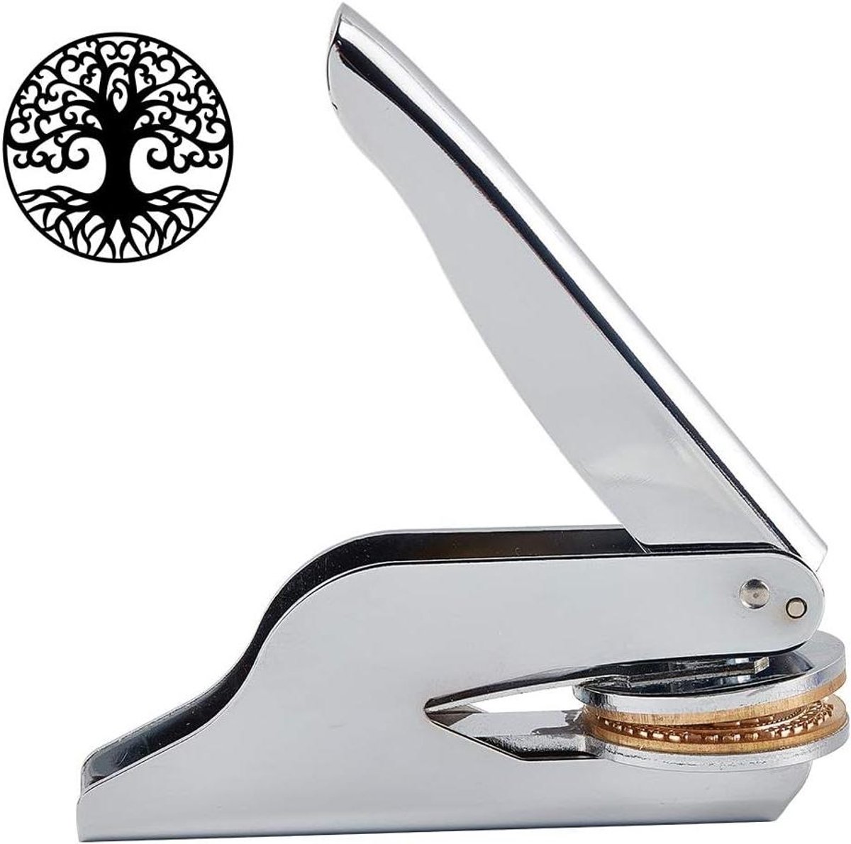 CSGoods - Levensboom Patroon RVS Embosser Stempel voor Notaris Seal - Boeken, Enveloppen, Papier