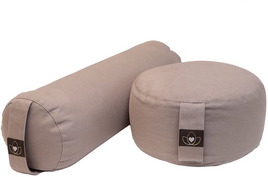 Pakket bolster en meditatiekussen - taupe