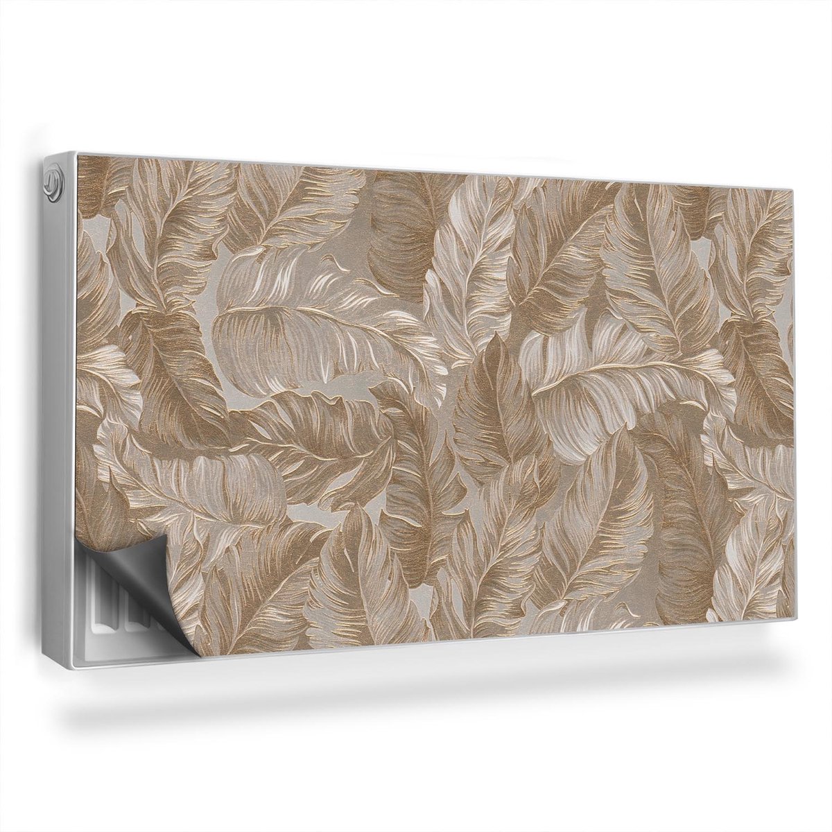 Wallfluent Magnetische Radiatorfolie - Decoratieve Radiator Magic - 110x60 cm - Bladcompositie In Gedempte, Delicate Bruintinten - Magnetische Radiator Folie 1Mm Dik - Bruin Behangplanten Radiator Afdekking Zonder Lijm