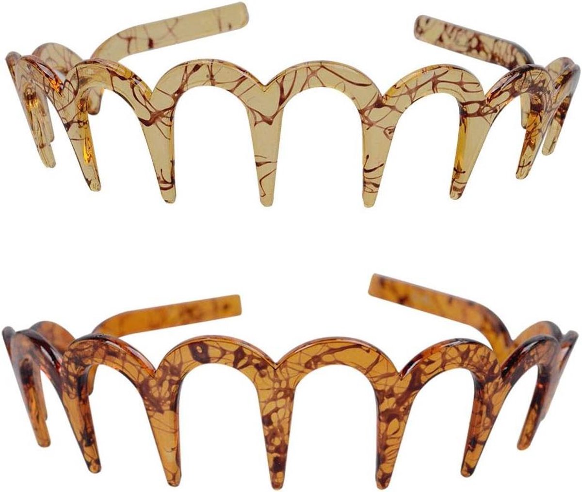 CSGoods - Haarband met zigzag-haarkam voor dames - kunststof haaraccessoires - 2 stuks