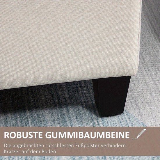 HOMCOM Opbergkist 103 Liter,zitbank Met Opbergruimte En Veiligheidsscharnier Zitkussen Voor Diverse Kamers Wit~1q2nk43qpko00