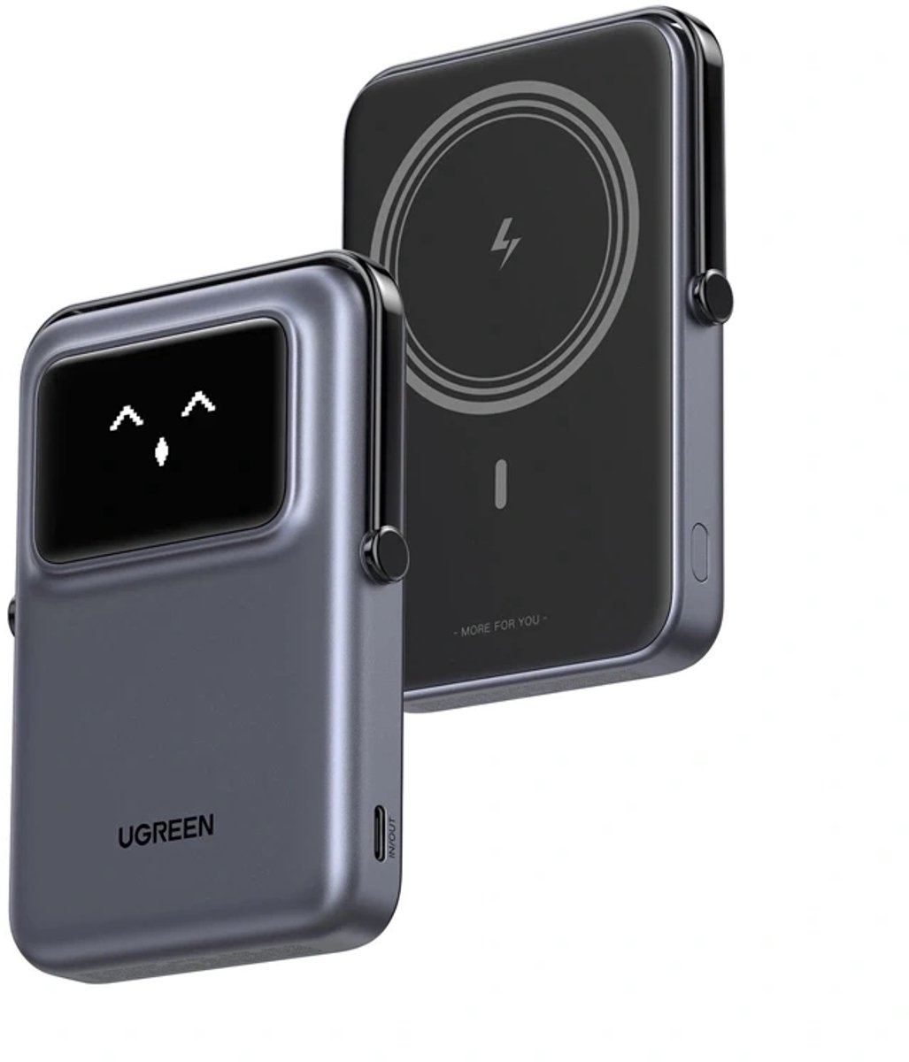 UGREEN Uno Draadloze Powerbank 10.000 mAh Grijs - afbeelding 2