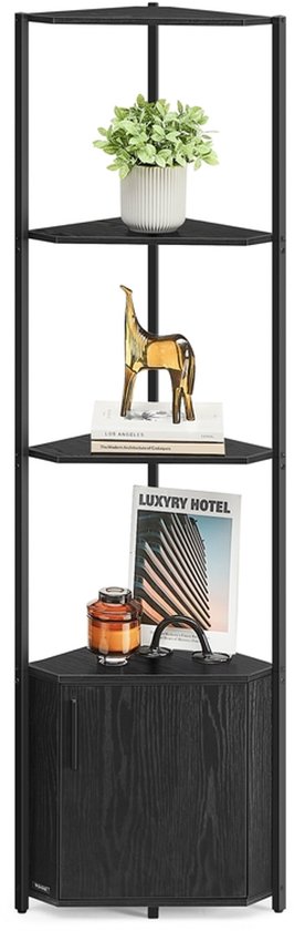 vidaXL Hoekboekenkast 3-laags 50x50x102 cm bewerkt hout grijs sonoma, hoekkast, hoek kast, staande kast, boekenkast, schappenkast, boekenkast zwart